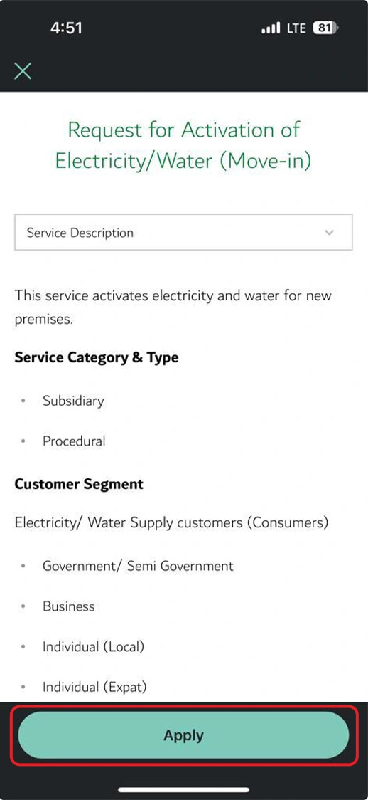 Dubai Electricity And Water Authority DEWA step3